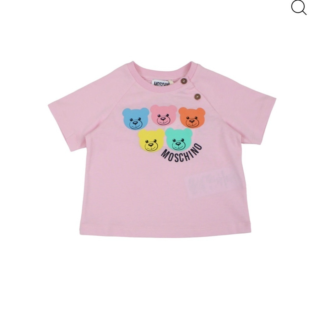 Moschino Pink Tee with Colorful Bear Design